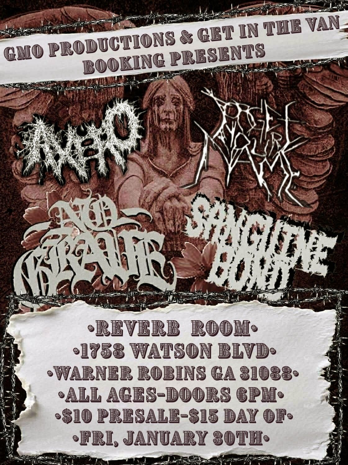 NO GRAVE & SANGUINE BOND w/ AXERO, FORGET YOUR NAME event flyer