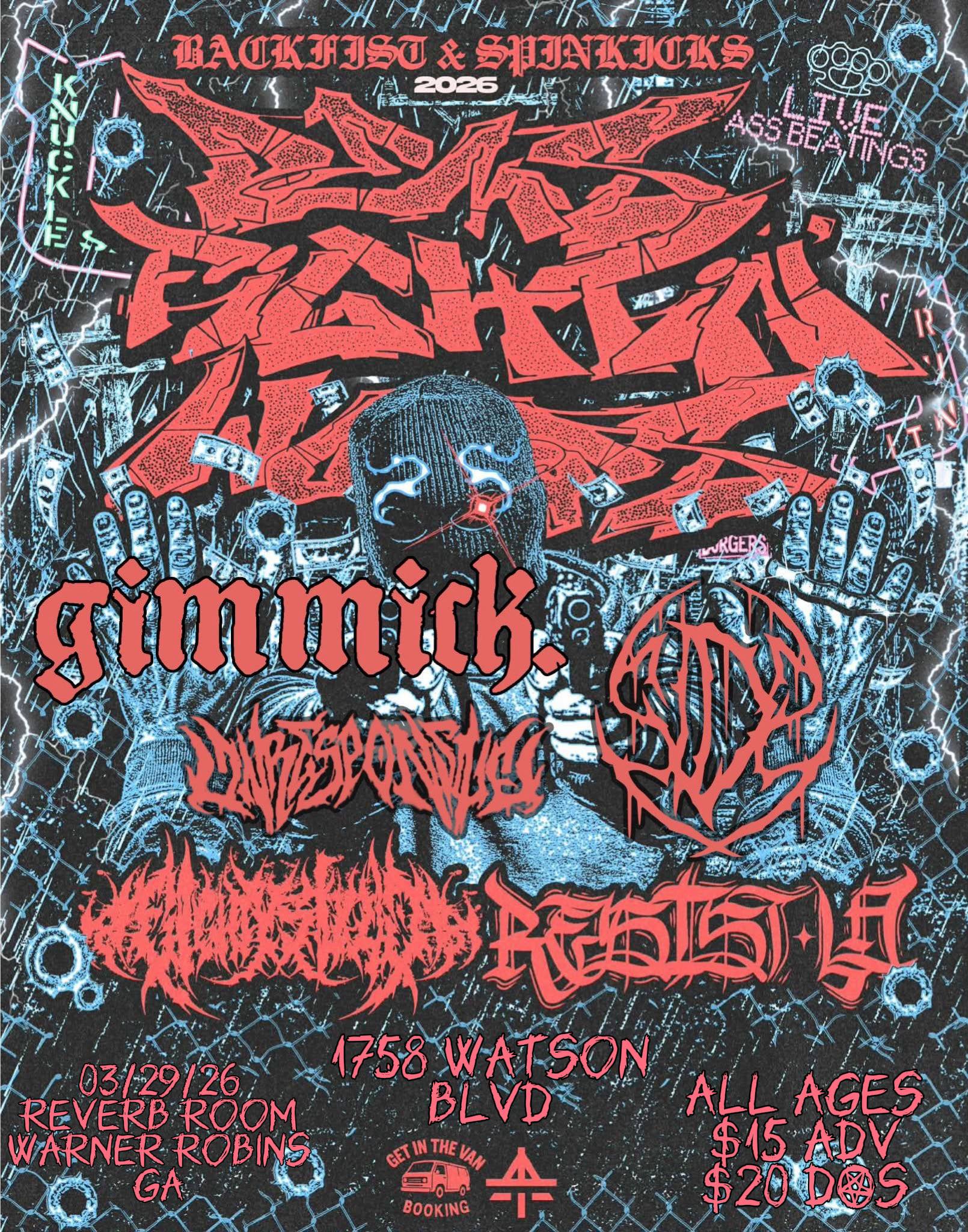 DEMSFIGHTINWORDS, xEIGHTY-SIXEDx, GIMMICK, RESIST, UNRESPONSIVE, and SIDS event flyer
