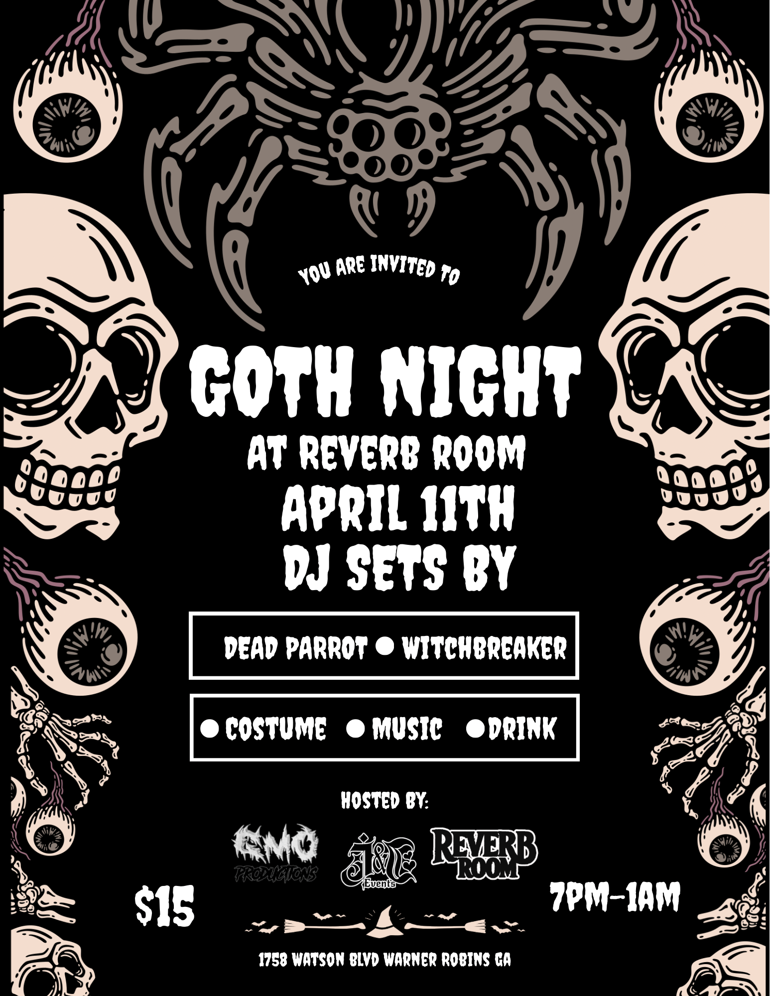 GOTH NIGHT AT REVERB ROOM event flyer