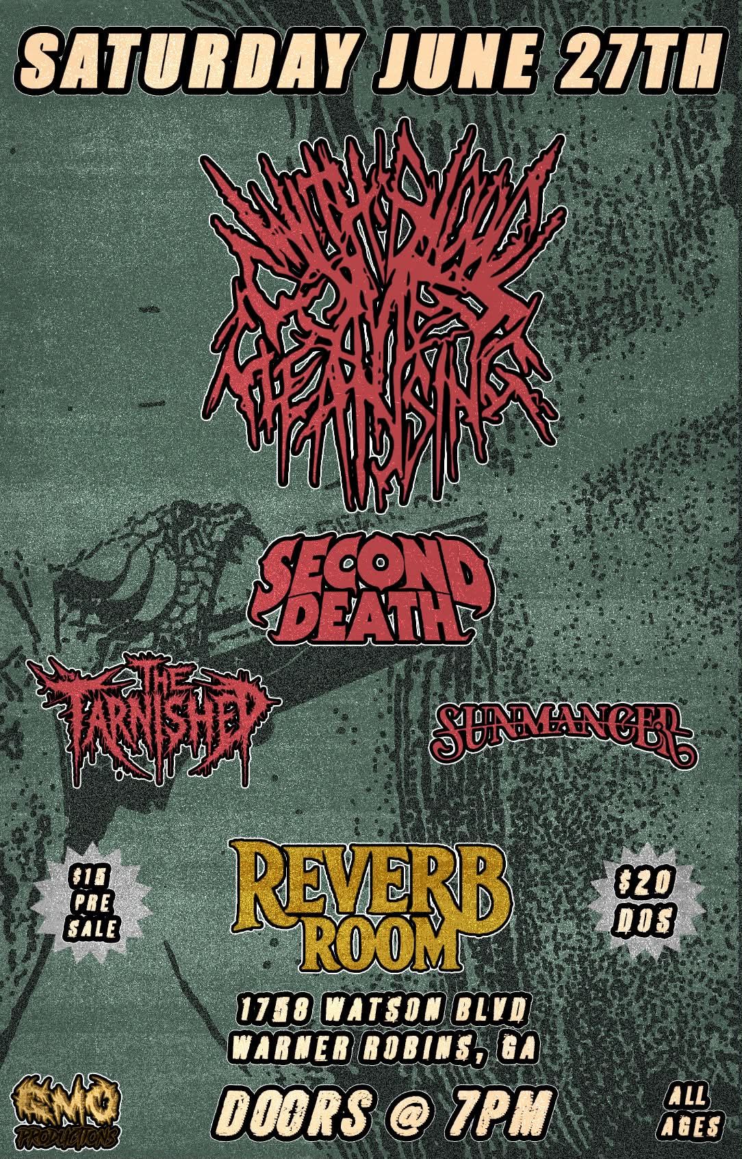 WITH BLOOD COMES CLEANSING w/ Second Death, The Tarnished, and Sunmancer event flyer