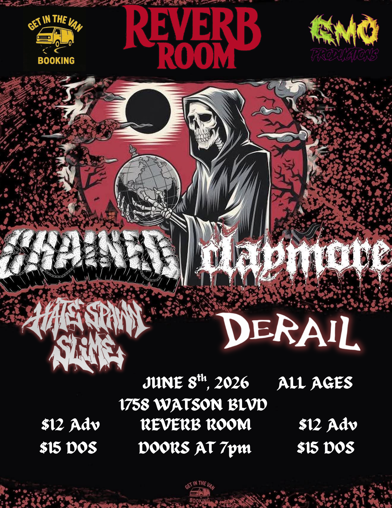CHAINED, CLAYMORE AND HATE SPAWN SLIME event flyer