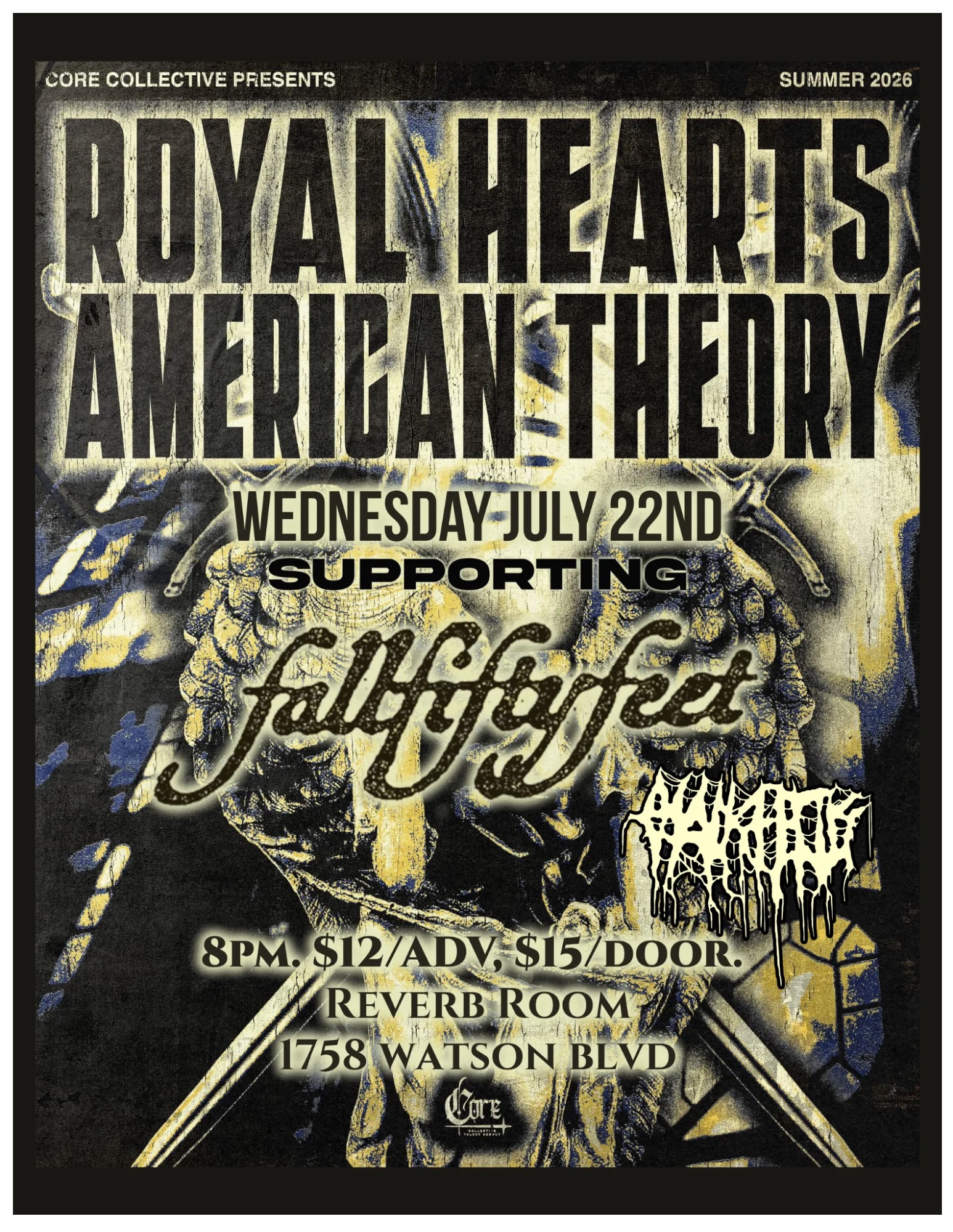 FALLFIFTYFEET, ROYAL HEARTS, & AMERICAN THEORY flyer